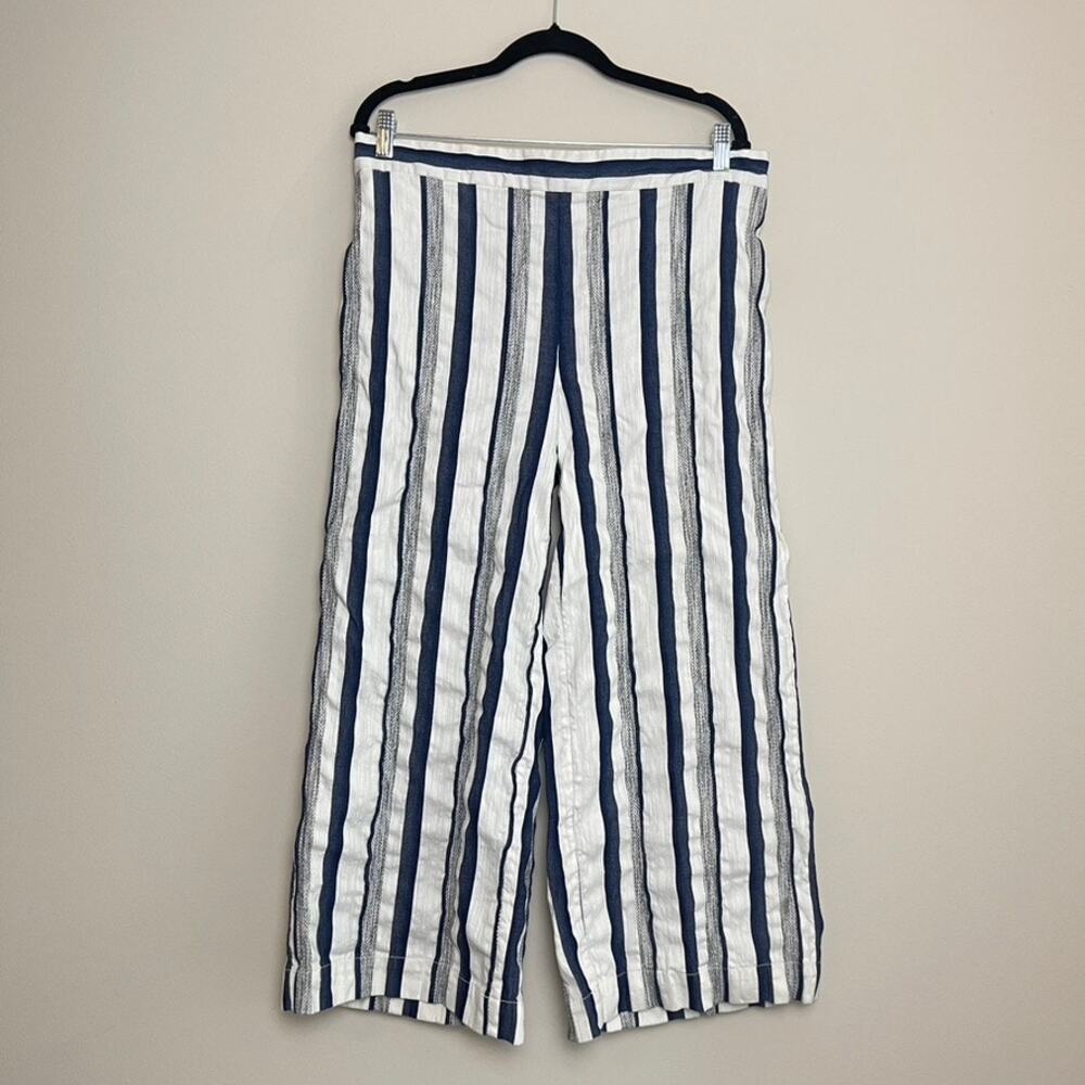 Loft Outlet Striped Beach Wide Leg‎ Pull On Cotton Pants Boho Women's Sz L